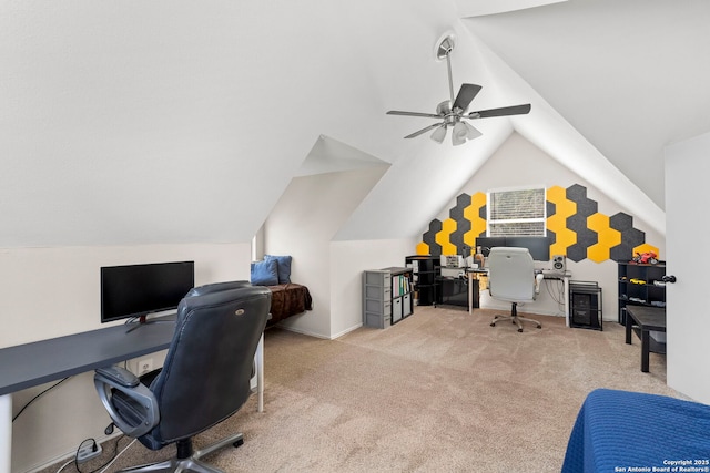 7306 Park W, San Antonio, TX 78250 - office space with vaulted ceiling, carpet floors, and a ceiling fan