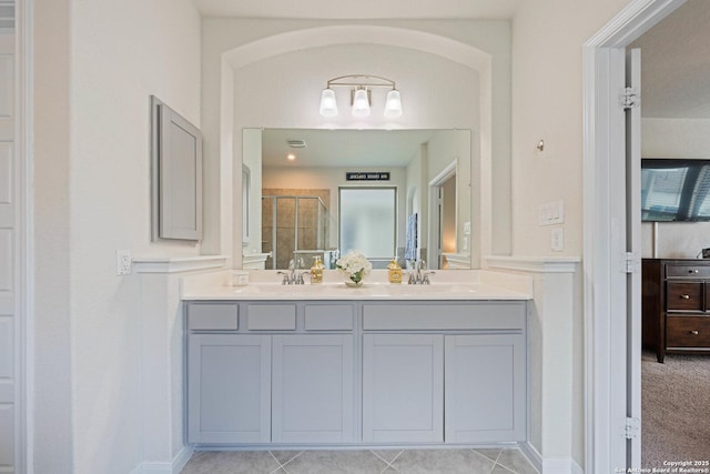 112 La Cima, Boerne, TX 78006 - full bathroom with double vanity and a stall shower