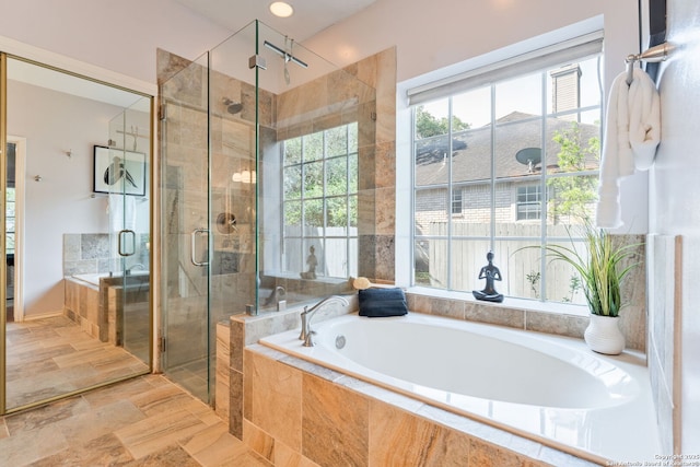 17915 Crystal Knl, San Antonio, TX 78258 - full bathroom with a garden tub and a stall shower