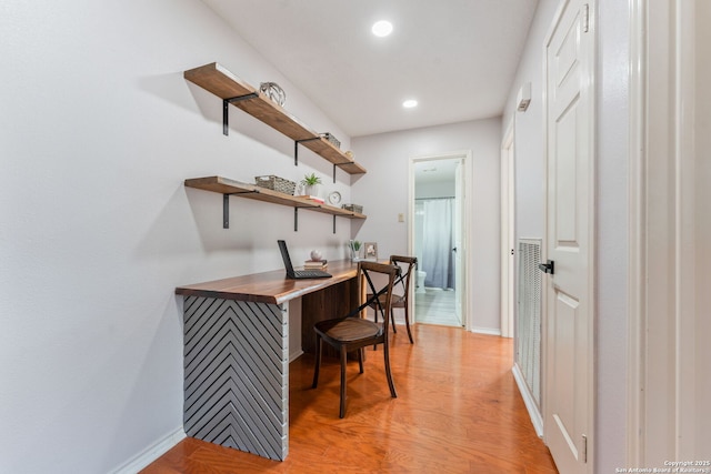 17915 Crystal Knl, San Antonio, TX 78258 - office area with baseboards, recessed lighting, and light wood-style flooring
