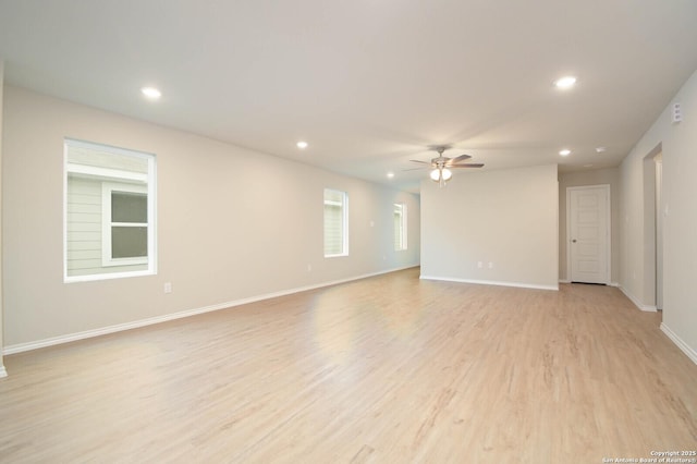 8570 Redhawk Lp, San Antonio, TX 78222 - unfurnished room featuring recessed lighting, ceiling fan, light wood-style flooring, and baseboards