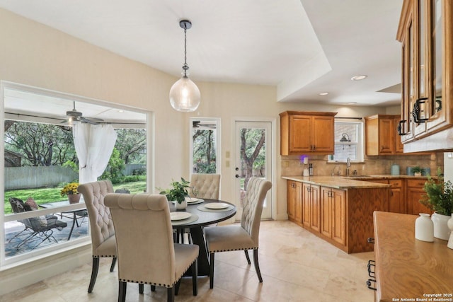 15643 Cloud Top, San Antonio, TX 78248 - dining area featuring a ceiling fan and light tile patterned flooring