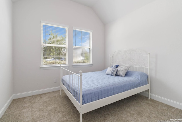 146 Beaver Bnd, Boerne, TX 78006 - carpeted bedroom featuring baseboards and vaulted ceiling