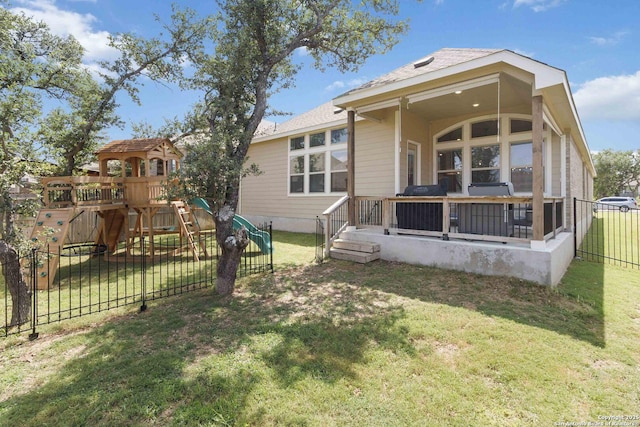 146 Beaver Bnd, Boerne, TX 78006 - back of property with a playground