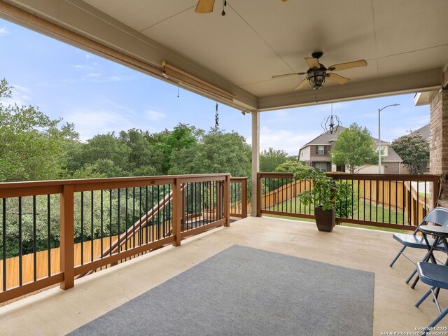 515 Secluded Grv, San Antonio, TX 78253 - view of patio / terrace featuring ceiling fan