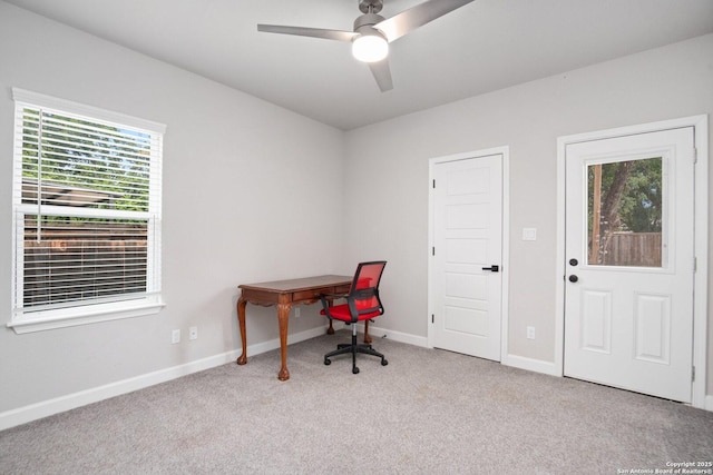 239 Porter, San Antonio, TX 78210 - office space featuring healthy amount of natural light, carpet flooring, ceiling fan, and baseboards