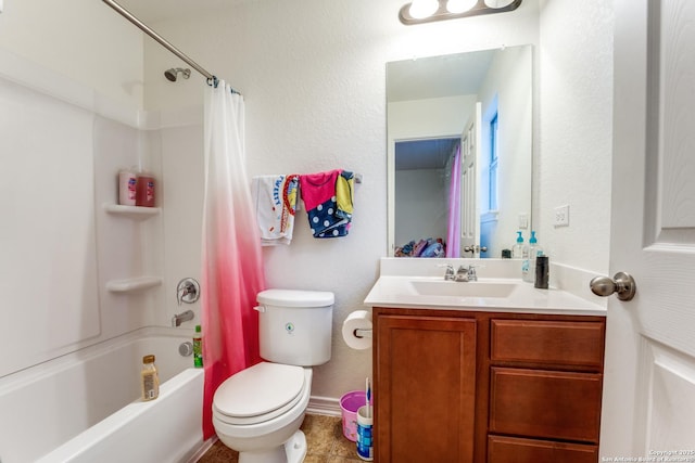 8514 Bayliss Pt, San Antonio, TX 78252 - bathroom featuring toilet, vanity, and shower / tub combo