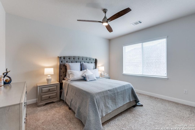 28806 Oldlyme, San Antonio, TX 78260 - bedroom featuring light carpet, baseboards, and a ceiling fan