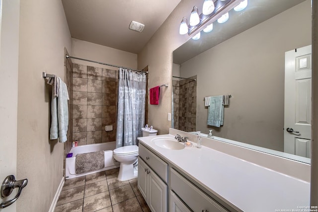 1009 Oak Rdg, Schertz, TX 78154 - full bath with vanity, toilet, tile patterned flooring, shower / bath combo, and baseboards
