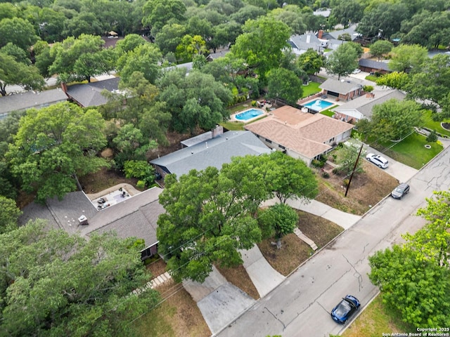 371 Pike, San Antonio, TX 78209 - aerial perspective of suburban area featuring a pool