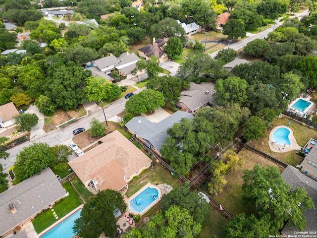 371 Pike, San Antonio, TX 78209 - aerial perspective of suburban area with a pool area