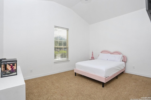 22450 Viajes, San Antonio, TX 78261 - bedroom featuring vaulted ceiling, carpet floors, and baseboards