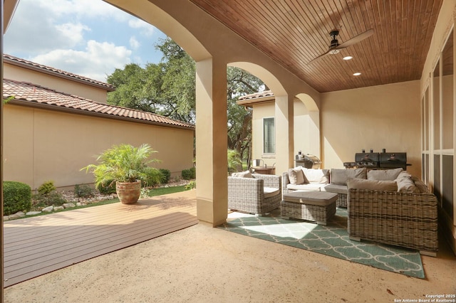 22450 Viajes, San Antonio, TX 78261 - view of patio / terrace with outdoor lounge area, a deck, and a ceiling fan