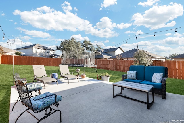 29416 Autumn Copper, Bulverde, TX 78163 - view of patio featuring a trampoline and an outdoor hangout area