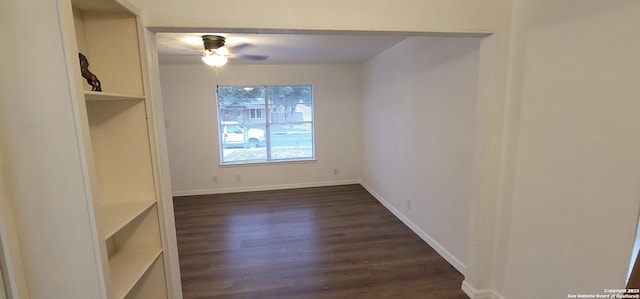 359 Revlon, San Antonio, TX 78227 - empty room with dark wood-type flooring, ceiling fan, and baseboards