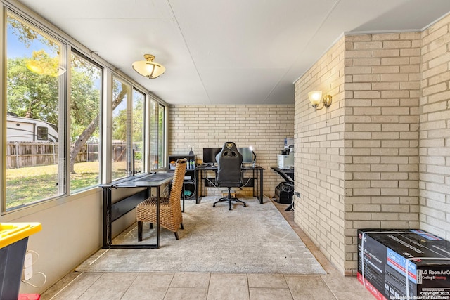 2002 Encino Vly, San Antonio, TX 78259 - office with brick wall and tile patterned floors