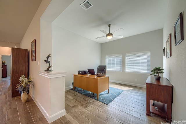 14815 Highdere, San Antonio, TX 78245 - office with wood finish floors, ceiling fan, and baseboards