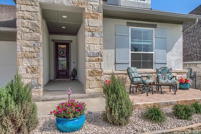 14815 Highdere, San Antonio, TX 78245 - entrance to property featuring stone siding and a porch