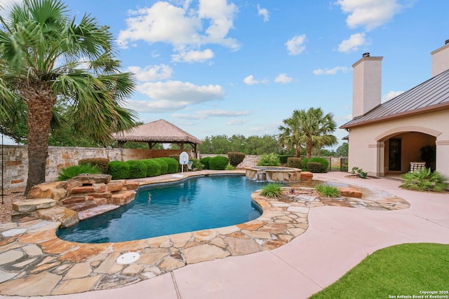 208 Cascade Caverns, Boerne, TX 78015 - view of pool featuring a gazebo, a patio, and a pool with connected hot tub