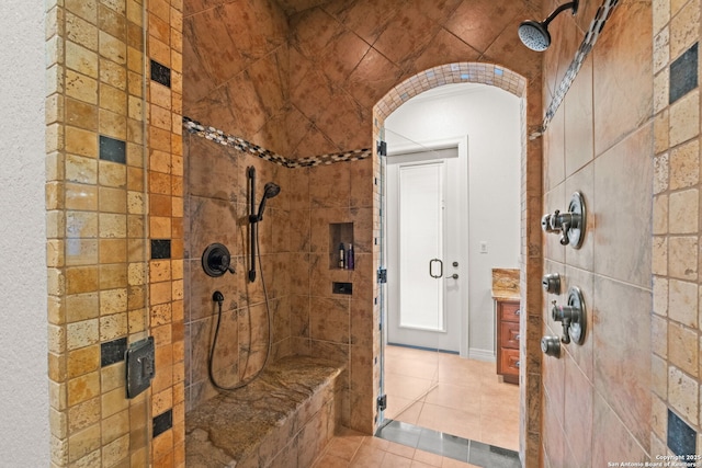 208 Cascade Caverns, Boerne, TX 78015 - full bathroom featuring tiled shower and tile patterned flooring