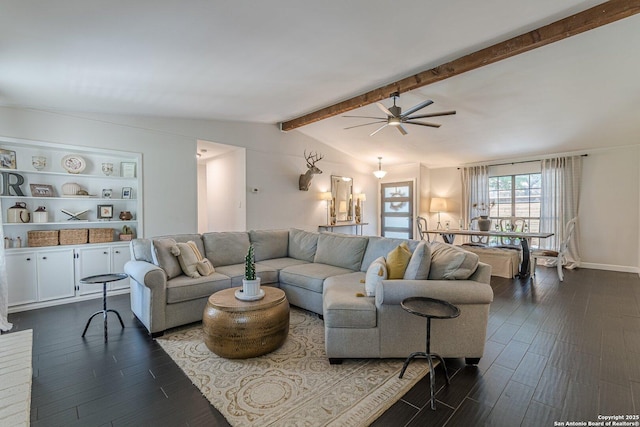 13914 Syracuse St, San Antonio, TX 78249 - living room featuring dark wood-style floors and ceiling fan
