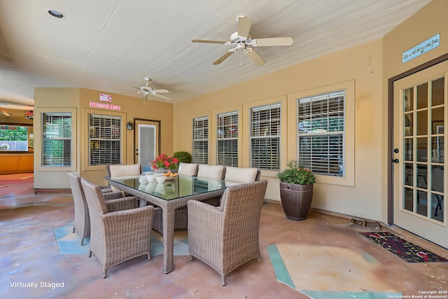5718 Elam Way, San Antonio, TX 78261 - view of patio / terrace featuring ceiling fan and outdoor dining area