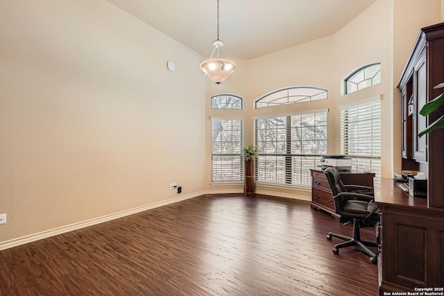 5718 Elam Way, San Antonio, TX 78261 - home office featuring dark wood-style flooring and baseboards