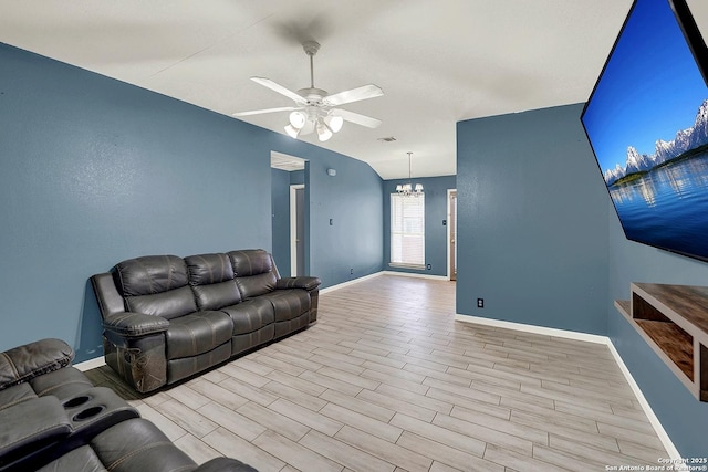 8810 Pensive, Converse, TX 78109 - unfurnished living room with ceiling fan, a chandelier, baseboards, and wood finished floors