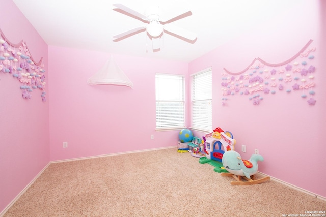 8219 Wayside Crk, San Antonio, TX 78255 - game room featuring carpet floors, a ceiling fan, and baseboards
