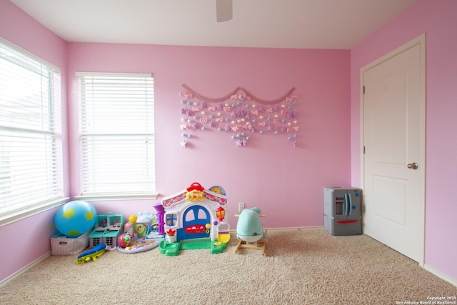 8219 Wayside Crk, San Antonio, TX 78255 - playroom featuring carpet, a ceiling fan, and baseboards