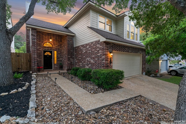 6431 Brookway, San Antonio, TX 78240 - traditional home featuring brick siding, a garage, and concrete driveway