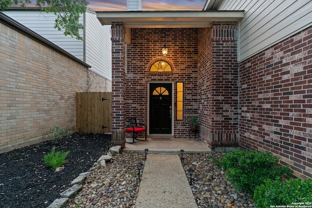 6431 Brookway, San Antonio, TX 78240 - doorway to property featuring brick siding