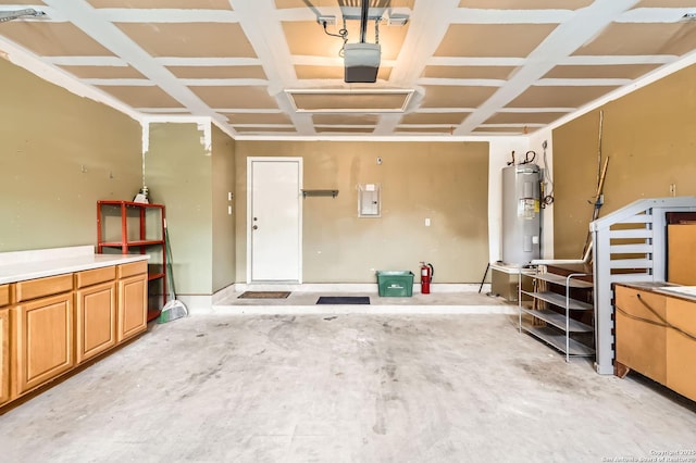 9215 Granberry, Universal City, TX 78148 - garage featuring water heater and electric panel