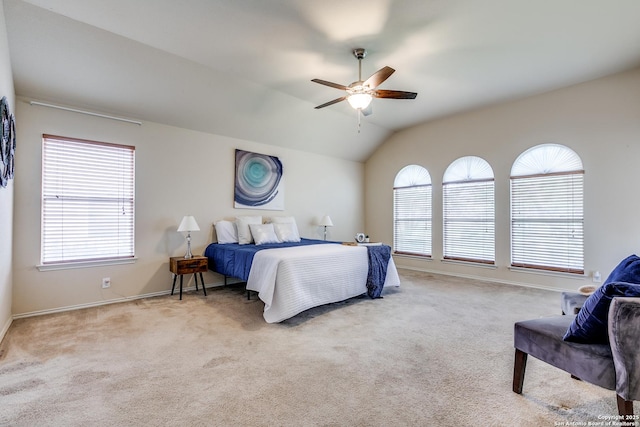 2710 Trinity Rdg, San Antonio, TX 78261 - bedroom with carpet flooring, vaulted ceiling, baseboards, and ceiling fan