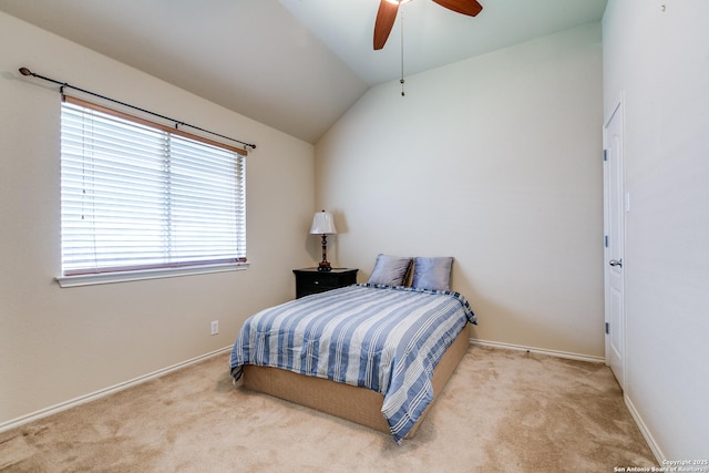2710 Trinity Rdg, San Antonio, TX 78261 - carpeted bedroom with lofted ceiling, baseboards, and a ceiling fan
