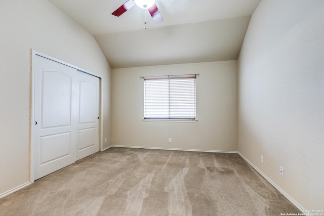 2710 Trinity Rdg, San Antonio, TX 78261 - unfurnished bedroom with lofted ceiling, carpet floors, baseboards, and ceiling fan
