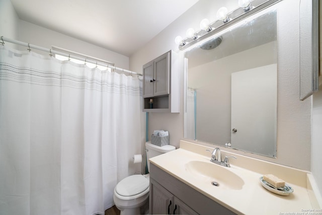 7414 Westfield Blvd, San Antonio, TX 78227 - bathroom featuring toilet, vanity, and curtained shower