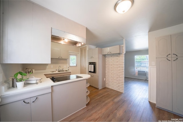 7414 Westfield Blvd, San Antonio, TX 78227 - kitchen featuring a sink, black electric stovetop, oven, wood finished floors, and light countertops