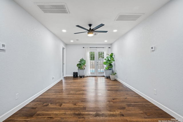 108 Bryn Mawr Dr, San Antonio, TX 78209 - spare room featuring french doors, ceiling fan, wood finished floors, baseboards, and recessed lighting
