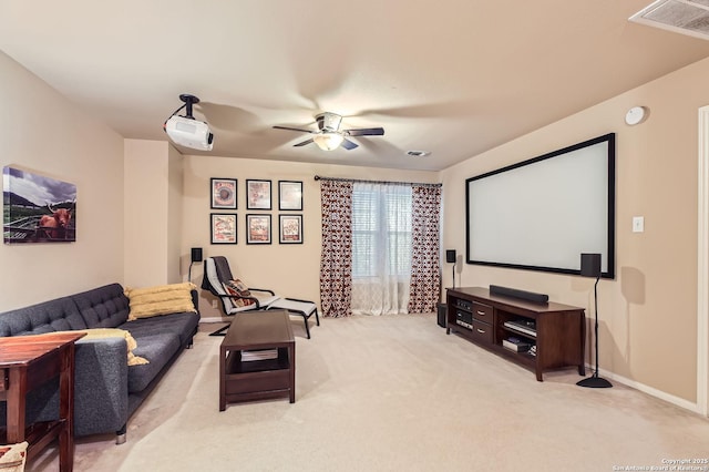 28 Cutter Grn, San Antonio, TX 78248 - home theater room featuring carpet flooring, ceiling fan, and baseboards