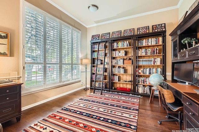 28 Cutter Grn, San Antonio, TX 78248 - home office featuring crown molding, wood finished floors, and baseboards