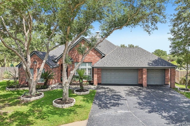 8611 Torry Vw, Houston, TX 77095 - view of front of property featuring an attached garage, roof with shingles, driveway, and brick siding