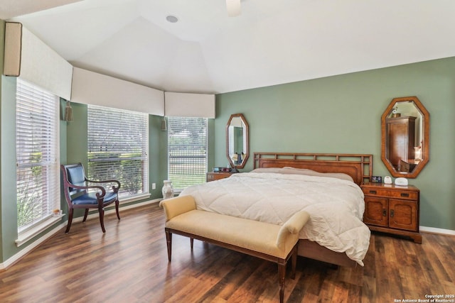 8611 Torry Vw, Houston, TX 77095 - bedroom with wood finished floors, vaulted ceiling, and baseboards