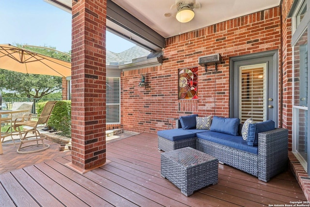 8611 Torry Vw, Houston, TX 77095 - deck with outdoor lounge area and ceiling fan