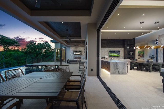 24607 Cliff Line, San Antonio, TX 78257 - view of patio with outdoor dining space, ceiling fan, and area for grilling