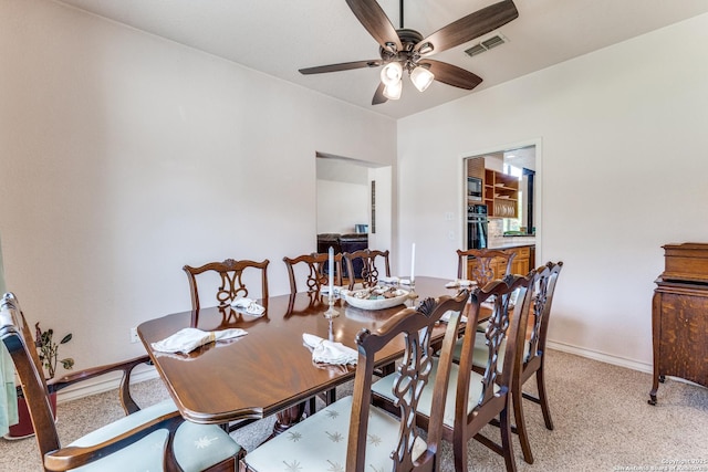 121 Maderas, Seguin, TX 78155 - dining room with light carpet, a ceiling fan, and baseboards