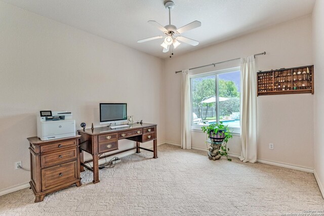 121 Maderas, Seguin, TX 78155 - office featuring ceiling fan, light carpet, and baseboards