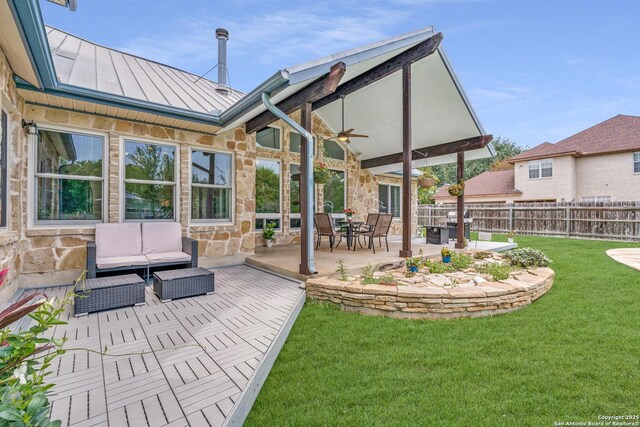121 Maderas, Seguin, TX 78155 - view of patio with a ceiling fan and an outdoor hangout area