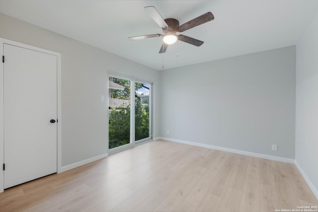 6518 Spring Hurst Dr, San Antonio, TX 78249 - spare room featuring light wood finished floors, a ceiling fan, and baseboards