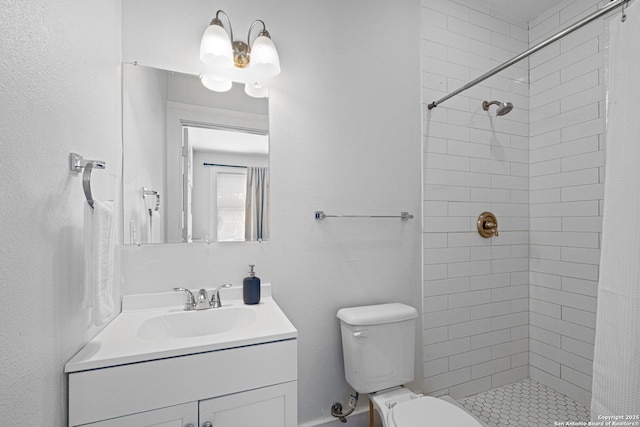 402 E Dewey, San Antonio, TX 78212 - bathroom featuring toilet, vanity, and tiled shower
